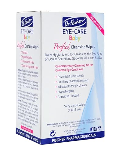 Purified, Non Irritating, Tear Free, Hypoallergenic & Sensitive Approved Baby Eyelid Wipes by Dr. Fischer – Pre-moistened, Rinse Free and Pediatrician Recommended - (30)