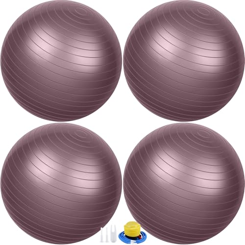 Image of Leyndo 4 Pcs 26 Inch Yoga Exercise Ball Pilates Pregnancy Birthing Fitness Ball with Quick Pump Anti Burst for Improved Posture, Balance, Yoga, Pilates, Training