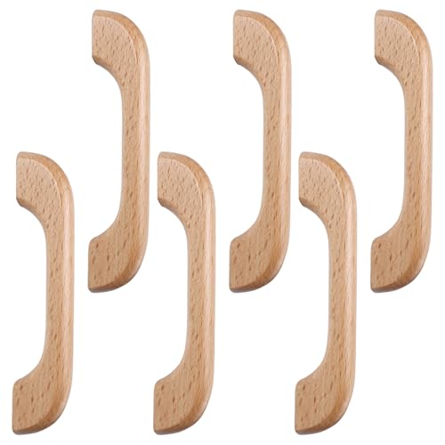 TIDTALEO 6 Tiradores de Puerta y Tiradores de Cajón Prácticos de Madera Diseño Único, Superficie Lisa y Fácil Instalación, para Puertas y Tocadores en Dormitorio Interior