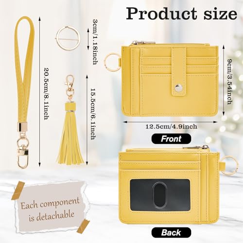 Image of KNGITRYI Small Wristlet Wallets for Women RFID Credit Card Holder Wallet Keychain Wristlet Wallet Credit Card Wallets for Women (Yellow)