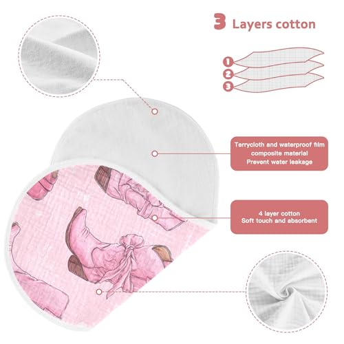 Western Cowgirl Boots Pinks Burp Cloths Baby Boys Girls Absorbent Soft Cotton Burping Cloths Rags, 2 Pack3