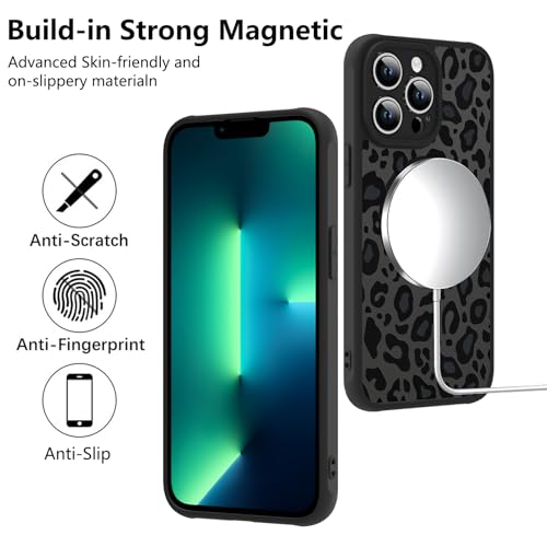 Image of KANGHAR Case for iPhone 13 Pro Max Phone Case Leopard Printed Pattern | Cute Cheetah [Compatible with Magsafe] Protective Magnetic Case for Girls Women Men 6.7 inch