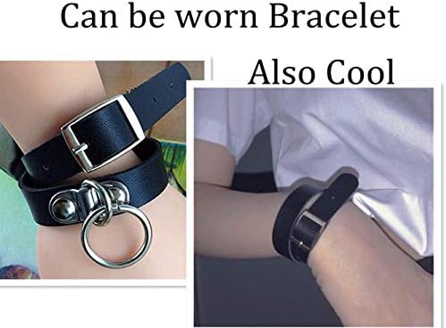 6 Pieces PU Leather Choker Punk Gothic Collar Necklace Adjustable Collar Hoop Chain Classic Charms Studded Choker for Women Girls