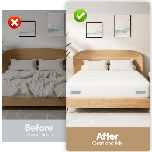 Goedli Lock Sheet Holders - No More Loose Sheets, Secure Bed Sheets, 4Pcs Fits All Kinds of Sheets and Mattress Sizes, ABS Material with High Flexibility, Easy One-Time Installation (Gray)