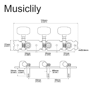 Musiclily 3×3 Style Court Mécaniques pour Guitare Acoustique, Nickel - Les Beatles, Paul McCartney, John Lennon, RIngo Starr, George Harrison Musiclily 3x3 Style Court Mécaniques pour Guitare Acoustique, Nickel – Image 2