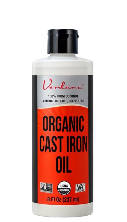 Verdana Cast Iron Seasoning Oil & Conditioner – Food Grade, Organic, Coconut Derived, No Mineral...