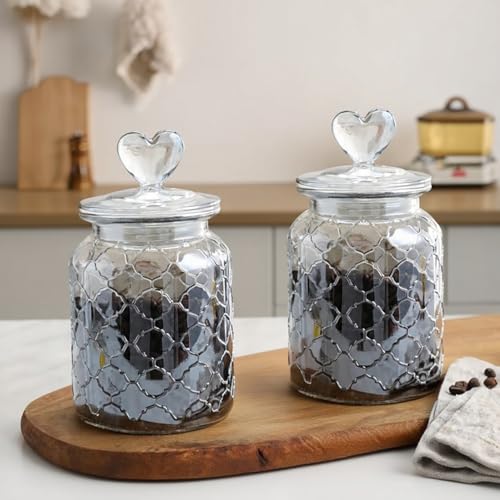 Image of bellemax 800ML Clear Glass Storage Jar With Air Tight Glass Lids- Airtight Food Jars Glass Kitchen Containers For Pantry, Pickle Jar, Sugar Pasta Cereal Flour Sugar Storage Jar (BM-07, Set of 2)