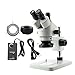 CHICIRIS Trinocular Stereo Microscope, Optical System with 3.5X 90x Magnification and 360 Degree Rotation, for Electronics Jewelry Archaeology Biology Teaching (US Plug 110V)