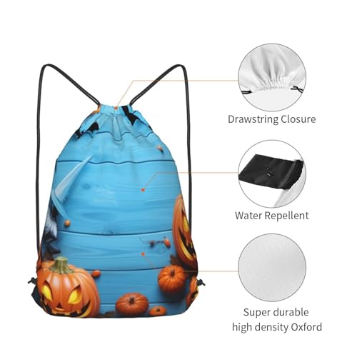 Drawstring Bag for Women Lightweight Sports Gym Bag Pumpkin and Bats Soccer Backpack for Travel4