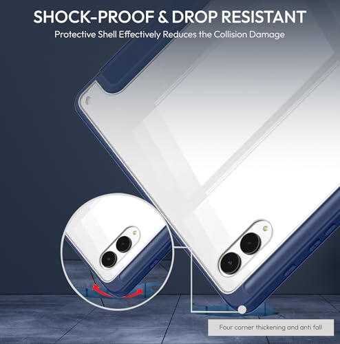 Image of Robustrion Cover Case for Samsung Galaxy Tab S11 Ultra 14.6 inch Cover with [S-Pen Holder], Hybrid Flip Cover Case for Samsung S11 Ultra Tablet 14.6 inch with Transparent Back [Auto Sleep Wake] - Navy