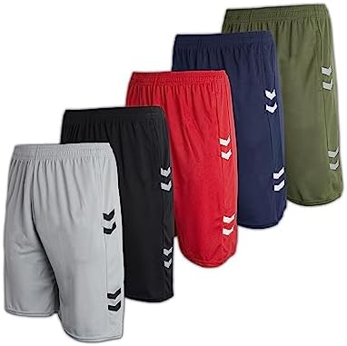5 Pack: Big Boys Girls Youth Clothing Knit Mesh Active Athletic Performance Basketball Soccer Lacrosse Tennis Exercise Summer Gym Golf Running Teen Running Shorts Dry Fit Knit-Set 9- XS (4/5)