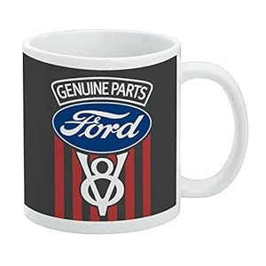 Ford Genuine Parts Ceramic Coffee Mug, Novelty Gift Mugs for Coffee, Tea and Hot Drinks, 11oz, White