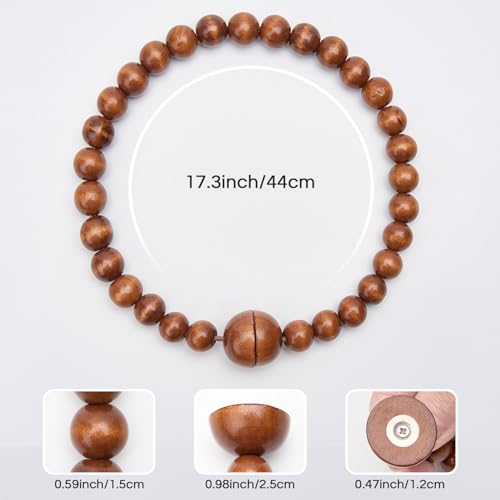 Pretty Jolly 2 Pack Wood Bead Curtain Tiebacks Boho Farmhouse Decor Drape Tie Backs Strong Magnetic Natural Wooden Beaded Curtain Holdbacks for Home & Office Outdoor Window Draperies (Coffee) - Image 4