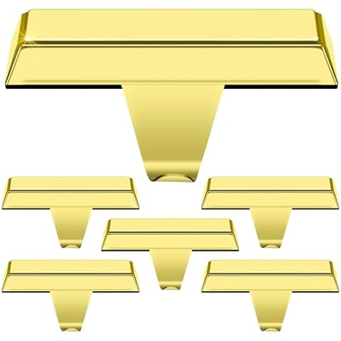 Stocking Holders for Mantle Gold - Set 6, Metal Christmas Stocking Holder, Weighted Stocking Hangers with Non-Slip Protective Pad, Flat Stocking Holders for Mantle | TV Stand | Staircase | Dresser Cover