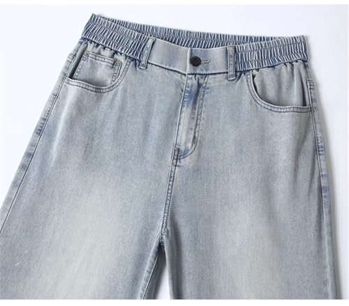 Men's Thin Jeans, Zippered Retro Stretch Straight Jeans, Mid-Waist Loose Trousers3