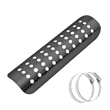 KAUEGOW Motorcycle Heat Shield, Aluminum Alloy Exhaust Pipe Heat-Shield Baffle Cover with 2 Clamps, Motorbike Muffler Pipe Protector Heat Insulation Guard with Ventilation Holes (Black)