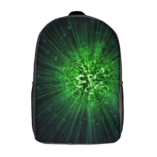 Sac à dos imprimé en 3D vert de 17 pouces au style mode jeunesse unique