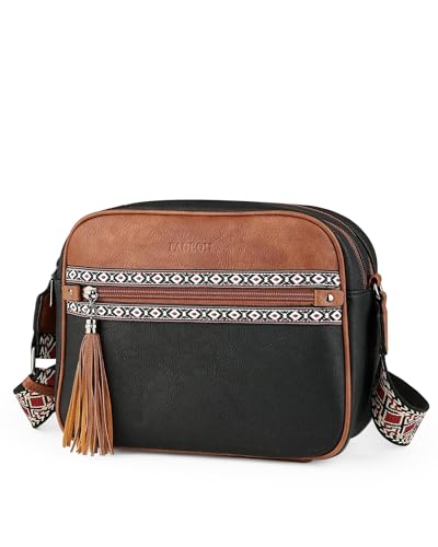 Image of FADEON Crossbody Bags for Women, RFID 4 Card Slots | Vegan Crossbody with Wide Strap, Double-Zipper & Anti-Theft, Fits Kindle & Essentials, Lightweight for Work & Travel