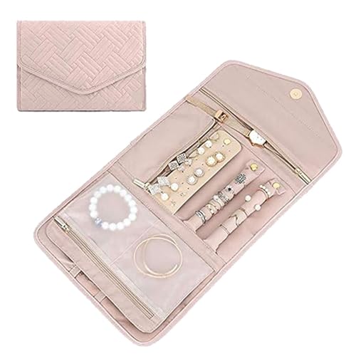 Estuche organizador de joyas viaje y bolsa almacenamiento acolchada collares 4