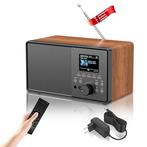 HABOWN DAB+/DAB Retro Radio mit Bluetooth 5.0 & Fernbedienung, Nostalgie-Design mit 2,4 Farbdisplay, Doppelwecker + 30 Senderspeicher, USB/AUX,...