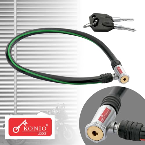 Image of Heavy Duty Steel Cable Lock - 50 cm Length, 5mm Thickness, Multipurpose Key Lock with 2 Keys - for Bikes, Cycles, Helmets, Scooters, Gates (Pack of 1)