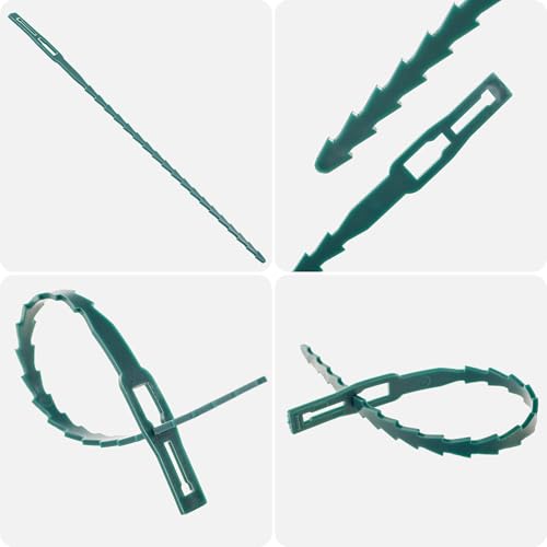 KADAX Opaski do roślin 40 cm, 100 sztuk regulowanych klipsów do roślin z tworzywa sztucznego, opaski kablowe do roślin, pomoc dla roślin pnących i ogrodu, idealne do pomidorów, ogórków i roślin