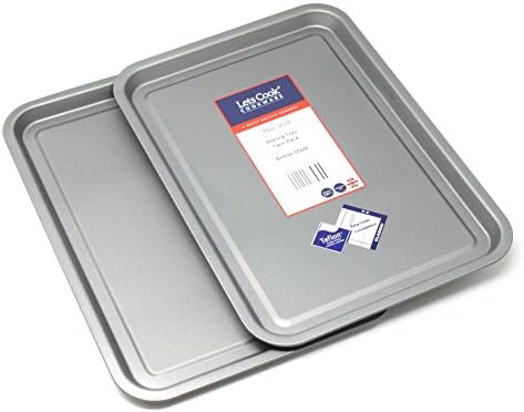 35cm Baking Tray Twin Pack, British Made with Teflon Non Stick by Lets Cook Cookware