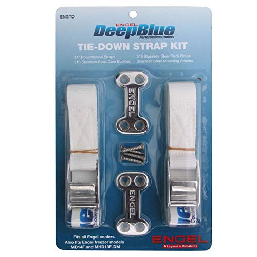 Engel Cooler and Freezer Tie Down Strap Kit for Securing to Boat Deck, Includes 2 Cam Buckle Straps & Stainless Steel Hardware (Cooler Not Included)