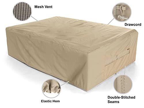 Covermates Outdoor Sectional Set Cover - Water Resistant Polyester, Drawcord Hem, Mesh Vents, Seating And Chair Covers-Khaki #TOP2