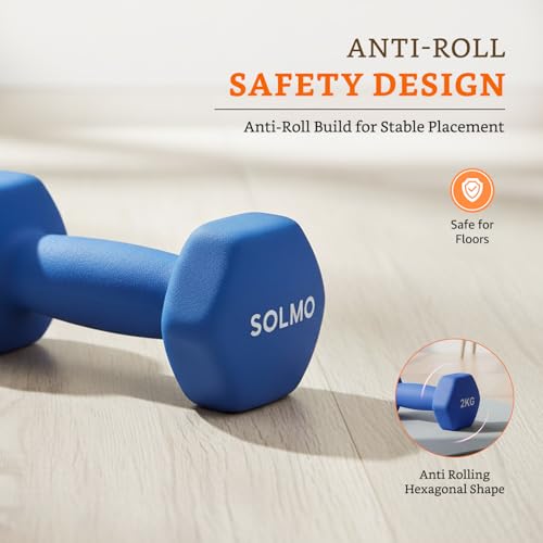 Image of Amazon Brand - Solimo Neoprene Dumbbell 2 kg, Set of 2 (Blue)