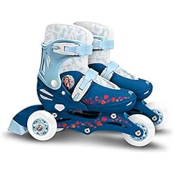 Patines Frozen 2 En 1 Stamp Frozen II Adjustable Two in One 3 Wheels Skate, Girls, Azul & Blanco, Talla 27-30