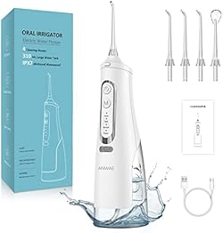 口腔洗浄器 ジェットウォッシャー ANWALE 替えノズル４本 4種類の水流モード 310MLタンク ウォーターフロス USB充電式 IPX7防水 口腔洗浄機器 WHITE