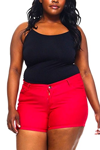 BEE & CECI Jack David Women's Premium Plus Size Denim Jeans Twill Short Solid Colors Stretch Sorts