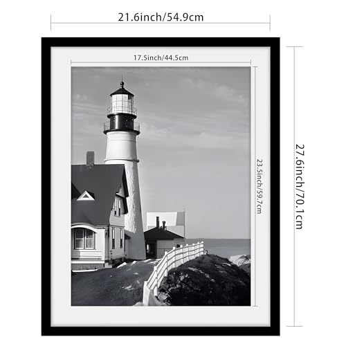 Picrit 22x28 Frame 3 Pack, Black Poster Frame, Display Poster 18 x 24 with Mat or 22 x 28 without Mat for Horizontal or Vertical Wall Mounting