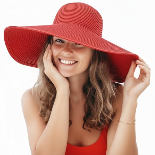 Sombrero de playa de ala ancha plegable para mujer miniatura 3