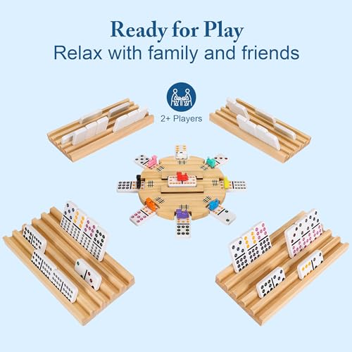 Mexican Train Dominoes set doble 12 con estuche de madera miniatura 6