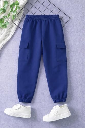 Image of Trampoline Boys & Girls Cotton Terry Cargo Joggers with 4 Utility Pockets | Elastic Waist with Drawstring | Ribbed Cuffs | Soft Kids Jogger Pants for Casual Wear & Outdoor Play