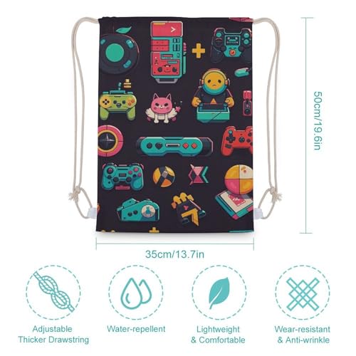 Game Pattern Drawstring Backpack Gym Bag Lightweight Sackpack Gift for Hiking Travel Beach Shopping2