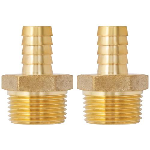 SUNGATOR Accesorios de manguera de 5/8 pulgadas × 1 pulgada NPT, accesorios de manguera de aire de latón, púas de 5/8 pulgadas a NPT macho de 1 pulgada a conector adaptador de manguera a tubería, kit