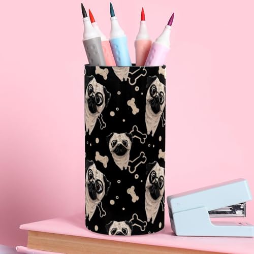 Boîte à musique porte-stylos carlin, parfait pour organiser votre coin beauté ou télétravail