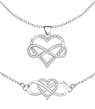 ChicGems Infinity Love Necklace and Bracelet Jewelry Sets Gifts for Women 2 Pcs (Silver)