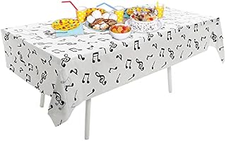 Prasacco Music Theme Tablecloth, 51.18 x 86.61 Inches Musical Notes Tablecover Music Themed Party Decorations for Dance Party Music Party Birthday Decoration Supplies