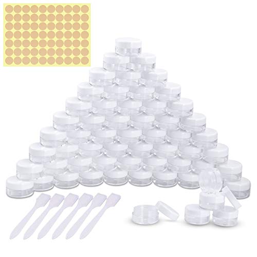 60 Stück Döschen, Cremedose Leer Tiegel Mini Cremedöschen mit Schraubverschluss für Nailart Lippenbalsam Creme, 5g 5ml Weiß