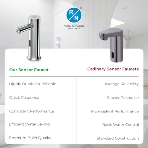 Image of RN Automatic Touchless Sensor Faucet for Wash Basin, Motion Sensor Bathroom Sink Tap, Hands-Free Smart Faucet with Chrome Finish, Water Saving Kitchen & Bath Fixture (Pillar Body.2)