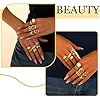 FloralGrace 12 Piece Thick Gold Stacking Rings Set for Women, Vintage Knuckle Rings with Fine Hollow Engraving Joint Finger Midi Ring, Chic Gold Rings for Ladies Elegant #2