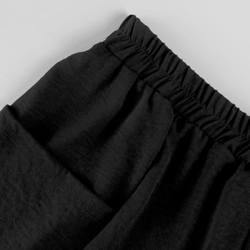 Plus Size Wide Leg Linen Pants for Women Baggy Elastic High Waisted Barrel Pants Casual Lounge Pants with Pockets4