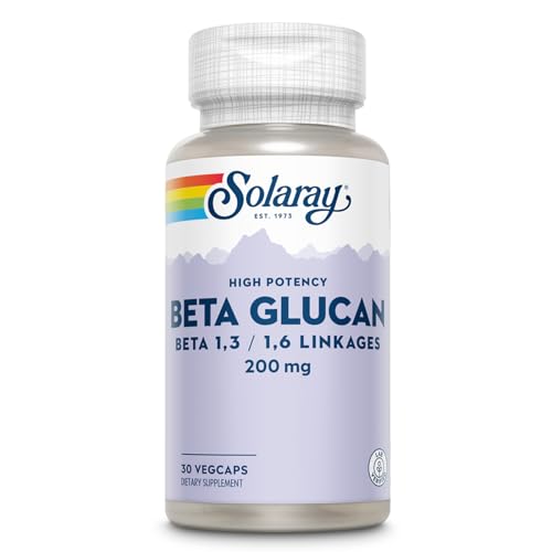 Image of SOLARAY Beta Glucan Supplements - Immune Support - Heart and Digestive Support with Beta Glucan Fiber from Baker's Yeast - High Potency, 60-Day Guarantee - 30 Servings, 30 VegCaps