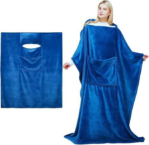 Nicoone Wearable Blanket, Blanket with Sleeves, Full Body Blankets with Giant Pocket, Pockets Fleece Warm Wearable Throw Giant Sweatshirt for Women and Men