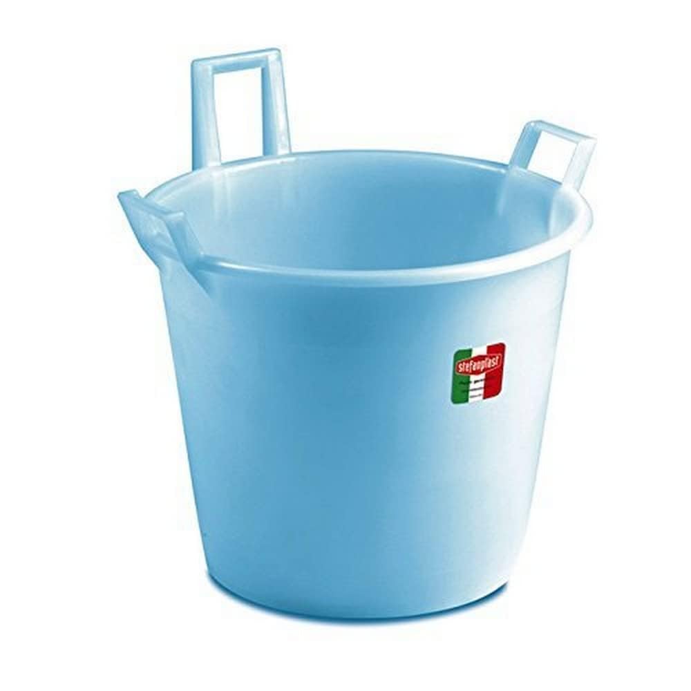 Stefanplast Polyethylen-Wanne mit 3 Griffen, Neutral/Hellblau, 45 Liter