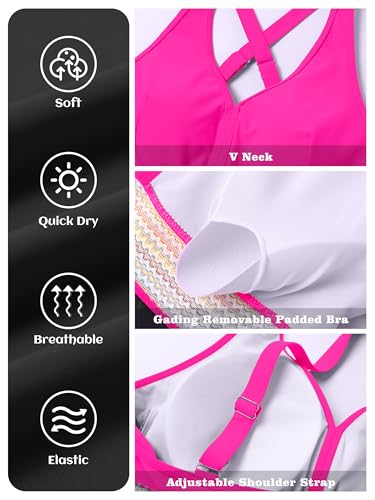 NIeyook Womens Plus Size Tankini 2 Piece Color Block Swimdress with Shorts — view 6